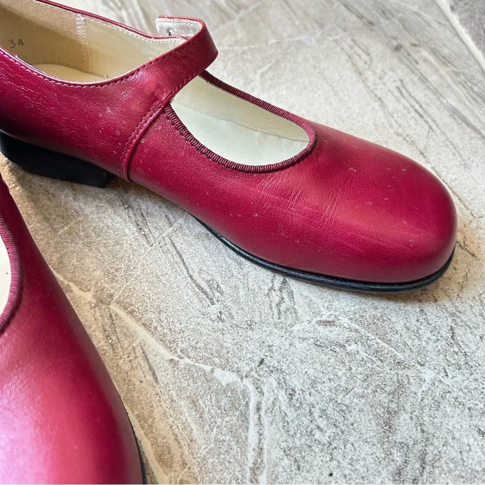 Papo d’Anjo Classic Burgundy Red Girls’ Leather Mary Jane, Size 34 EU, 3 US